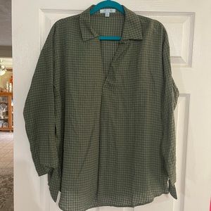 She and Sky large blouse  green gingham check